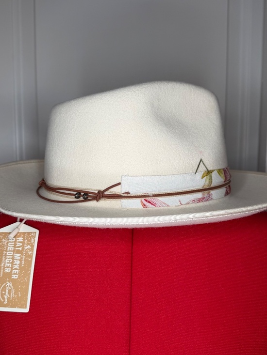 Ruediger Australian Wool Wide Brim Womens Hat Off White Floral Sz M - NWT main image 10
